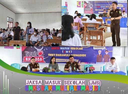 Tim Penyuluhan dan Penerangan Hukum Kejati Sulut, melaksanakan kegiatan Penyuluhan dan Penerangan Hukum Jaksa Masuk Sekolah (JMS) di SMKS Baramuli Airmadidi Kab. Minahasa Utara