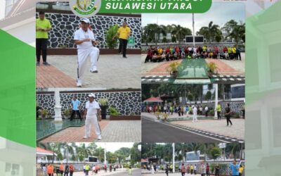Kepala Kejaksaan Tinggi Sulut Dr. Andi Muhammad Taufik, SH.,MH.,CGCAE mengikuti Senam Pagi bersama seluruh Pegawai Kejati Sulut