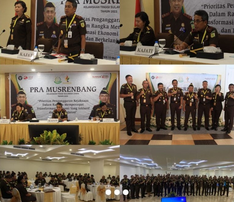 Dr. Andi Muhammad Taufik, SH.,MH.,CGCAE selaku Kepala Kejaksaan Tinggi Sulut membuka secara resmi kegiatan Pra Musrenbang Kejaksaan Tinggi Sulut Tahun 2023