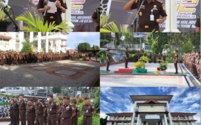 Dr. Andi Muhammad Taufik, SH.,MH.,CGCAE Kepala Kejaksaan Tinggi Sulut memimpin Upacara dalam rangka Peringatan Hari Ulang Tahun Ke-12 Persatuan Jaksa Republik Indonesia
