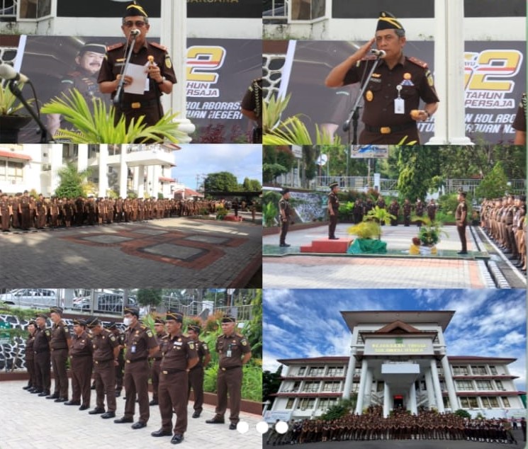 Dr. Andi Muhammad Taufik, SH.,MH.,CGCAE Kepala Kejaksaan Tinggi Sulut memimpin Upacara dalam rangka Peringatan Hari Ulang Tahun Ke-12 Persatuan Jaksa Republik Indonesia