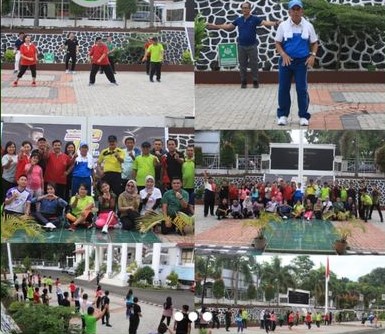 Kepala Kejaksaan Tinggi Sulut Dr. Andi Muhammad Taufik, SH.,MH.,CGCAE mengikuti Senam Pagi bersama seluruh Pegawai Kejati Sulut
