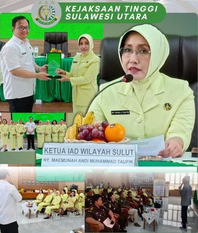 Ketua IAD Sulut, Ny. Maemunah Andi Muhammad Taufik memimpin Pertemuan Rutin Ikatan Adhyaksa Dharmakarini Wilayah Sulawesi Utara