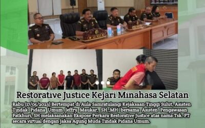 Asisten Tindak Pidana Umum Jeffry Maukar, SH.,MH bersama Asisten Pengawasan Fatkhuri, SH beserta Para Kasi Bidang Tindak Pidana Umum melaksanakan ekspose perkara Restorative Justice (RJ)