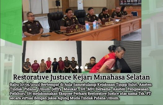 Asisten Tindak Pidana Umum Jeffry Maukar, SH.,MH bersama Asisten Pengawasan Fatkhuri, SH beserta Para Kasi Bidang Tindak Pidana Umum melaksanakan ekspose perkara Restorative Justice (RJ)