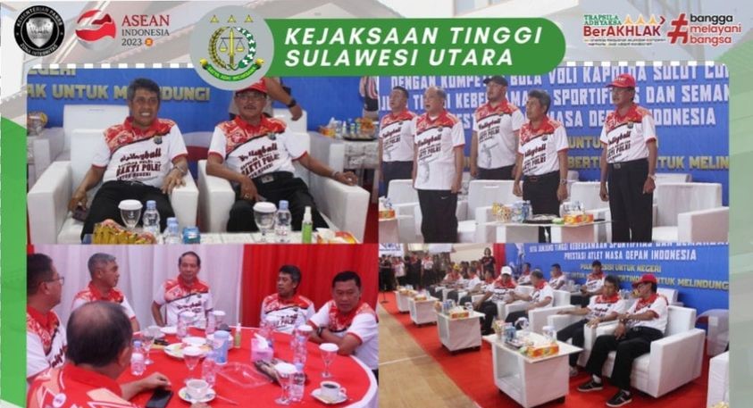 Dr. Andi Muhammad Taufik, SH., MH.,CGCAE Kepala Kejaksaan Tinggi Sulawesi Utara menghadiri Kejuaraan Bola Voli Kapolda Sulut Cup Tahun 2023