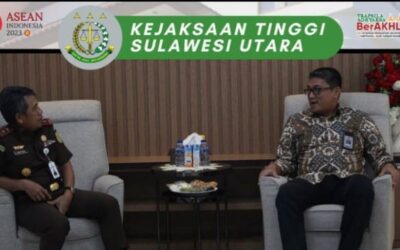 Dr. Andi Muhammad Taufik, SH.,MH.,CGCAE Kepala Kejaksaan Tinggi Sulut menerima Kunjungan Kerja dan Silaturahmi dari Kepala Badan Pemeriksa Keuangan (BPK) Provinsi Sulut Arief Fadillah SE.,MM.,CSFA