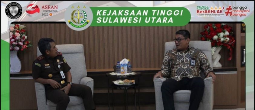 Dr. Andi Muhammad Taufik, SH.,MH.,CGCAE Kepala Kejaksaan Tinggi Sulut menerima Kunjungan Kerja dan Silaturahmi dari Kepala Badan Pemeriksa Keuangan (BPK) Provinsi Sulut Arief Fadillah SE.,MM.,CSFA