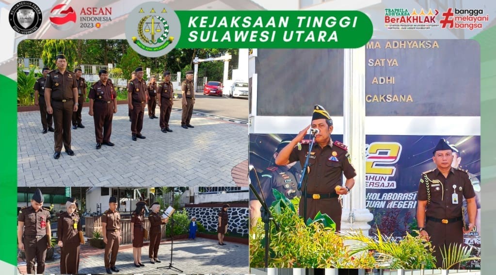 Dr. Andi Muhammad Taufik, SH.,MH.,CGCAE Kepala Kejaksaan Tinggi Sulut memimpin Upacara dalam rangka peringatan Hari Kebangkitan Nasional Ke-115 Tahun 2023