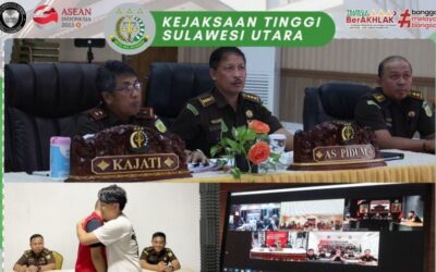Dr. Andi Muhammad Taufik, SH.,MH.,CGCAE Kepala Kejaksaan Tinggi Sulut di dampingi Asisten Tindak Pidana Umum Jeffry Maukar, SH.,MH, Koordinator Anthoni Nainggolan, SH.,MH beserta Para Kasi Bidang Tindak Pidana Umum melaksanakan ekspose perkara Restorative Justice (RJ)
