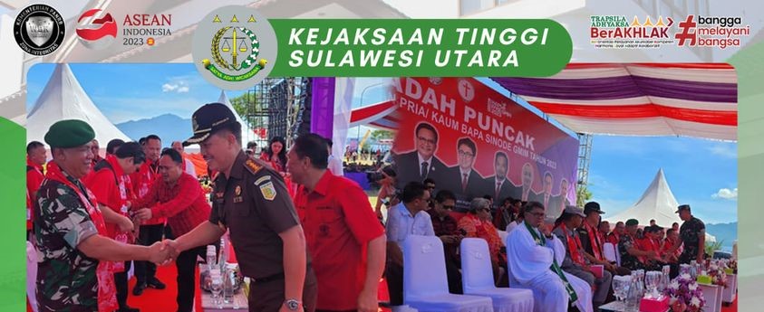 Dr. Andi Muhammad Taufik, SH.,MH.,CGCAE. diwakili Asisten Tindak Pidana Umum Jeffry P. Maukar, SH.,MH. menghadiri Ibadah Puncak dalam rangka Hari Persatuan Pria/Kaum Bapa GMIM Tahun 2023