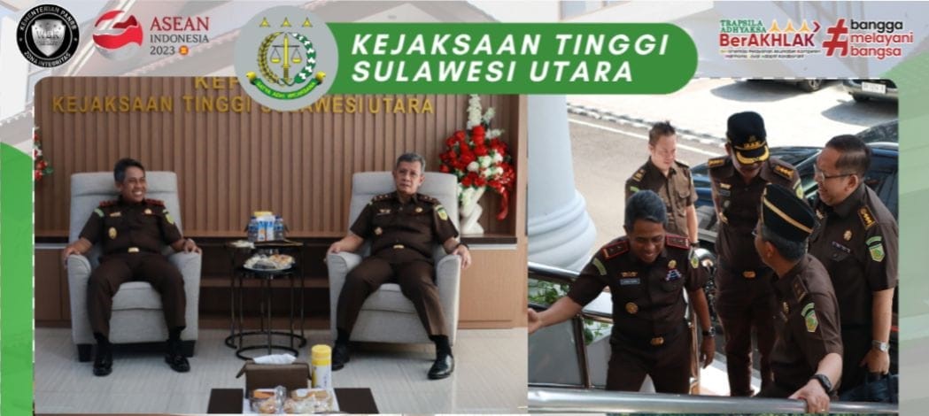  Dr. Andi Muhammad Taufik, SH.,MH.,CGCAE selaku Kepala Kejaksaan Tinggi Sulut menerima Kunjungan Kerja dari Inpsektur Keuangan pada Jaksa Agung Muda Bidang Pengawasan Tedjolekmono, SH.,MH bersama Tim