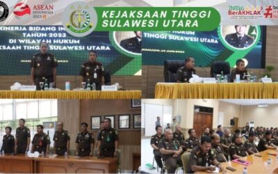 Jaksa Agung Muda Bidang Intelijen Kejaksaan RI Dr. Amir Yanto, SH.,MH di dampingi oleh Kepala Kejaksaan Tinggi Sulut Dr. Andi Muhammad Taufik, SH.MH. CGCAE Memimpin Supervisi Dan Evaluasi Kinerja Bidang Intelijen Tahun 2023 Di Wilayah Hukum Kejaksaan Tinggi Sulut