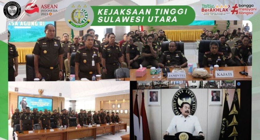Kepala Kejaksaan Tinggi Sulut Dr. Andi Muhammad Taufik, SH.MH. CGCAE bersama Jaksa Agung Muda Bidang Intelijen Kejaksaan RI Dr. Amir Yanto, SH.,MH mengikuti Kunjungan Kerja Jaksa Agung RI Prof.Dr. ST. Burhanuddin, SH.,MH