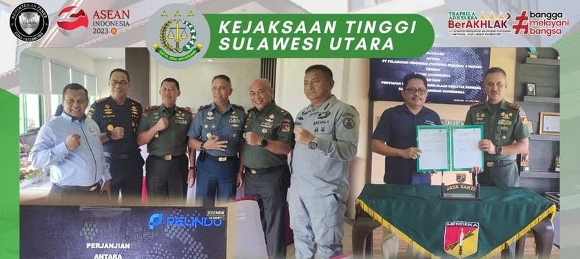Dr. Andi Muhammad Taufik, SH.,MH.,CGCAE. diwakili Koordinator Bagian Perdata dan TUN Padeli, SH., M.Hum, menghadiri Penandatanganan Perjanjian Kerja Sama antara Kodam XIII/Merdeka dengan PT. Pelindo (Persero)
