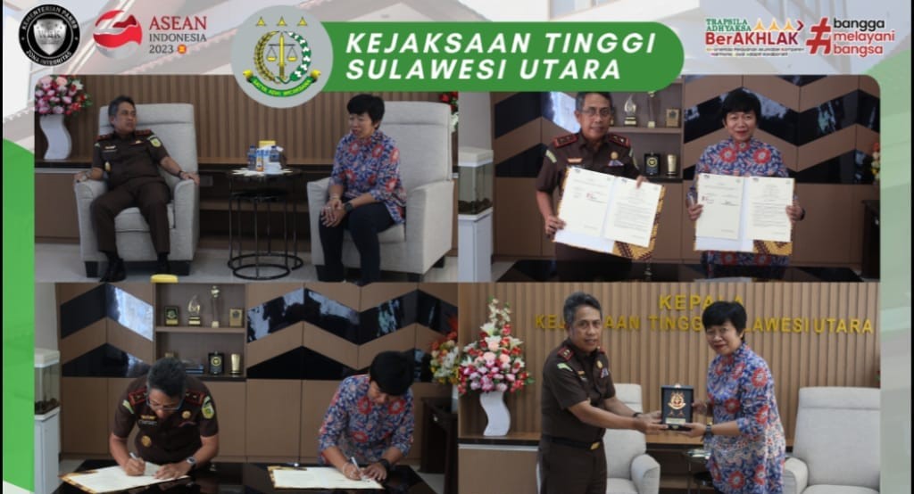 Dr. Andi Muhammad Taufik, SH.,MH.,CGCAEA selaku Kepala Kejaksaan Tinggi Sulut bersama Diana Rosa Direktur Utama PT. Industri Kapal Indonesia menandatangani Memorandum of Understanding (MOU) antara Kejaksaan Tinggi Sulut dengan PT. industri Kapal Indonesia