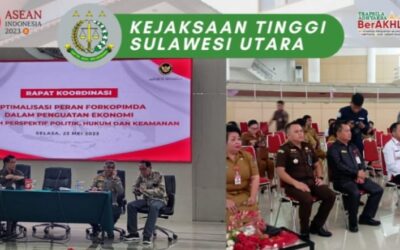 Kasi Sosial Budaya dan Kemasyarakatan Bidang Intelijen Berty Wongkar, SH.,MH mewakili Kepala Kejaksaan Tinggi Sulut menghadiri kegiatan Rapat Koordinasi dengan tema “Optimalisasi Peran FORKOPIMDA di Daerah Perpespketif Politik, Hukum dan Keamanan”