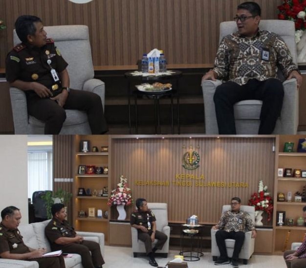 Dr. Andi Muhammad Taufik, SH.,MH.,CGCAE Kepala Kejaksaan Tinggi Sulut menerima Kunjungan Kerja dan Silaturahmi dari Kepala Badan Pemeriksa Keuangan (BPK) Provinsi Sulut Arief Fadillah SE.,MM.,CSFA