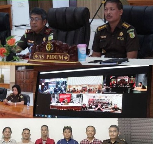 Dr. Andi Muhammad Taufik, SH.,MH.,CGCAE Kepala Kejaksaan Tinggi Sulut di dampingi Asisten Tindak Pidana Umum Jeffry Maukar, SH.,MH, Koordinator Anthoni Nainggolan, SH.,MH beserta Para Kasi Bidang Tindak Pidana Umum melaksanakan ekspose perkara Restorative Justice (RJ)