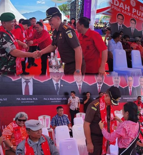 Dr. Andi Muhammad Taufik, SH.,MH.,CGCAE. diwakili Asisten Tindak Pidana Umum Jeffry P. Maukar, SH.,MH. menghadiri Ibadah Puncak dalam rangka Hari Persatuan Pria/Kaum Bapa GMIM Tahun 2023
