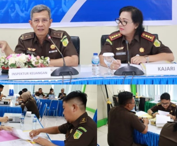 Inspektur Keuangan pada Jaksa Agung Muda Pengawasan Tedjolekmono, SH.,MH di dampingi Asisten Pengawasan Kejaksaan Tinggi Sulut Fatkhuri, SH dan Tim Inspeksi melaksanakan Inspeksi Khusus Keuangan pada Kejaksaan Negeri Manado