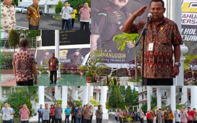Apel Kerja Sore yang diikuti oleh pegawai Kejaksaan Tinggi Sulawesi Utara. Bertindak sebagai Penerima Apel Padeli. SH., MH
