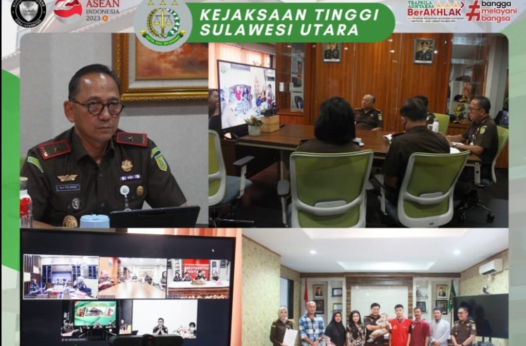 Wakil Kepala Kejaksaan Tinggi Sulut di dampingi Asisten Tindak Pidana Umum Jeffry Paultje Maukar, SH.,MH, beserta Para Kasi Bidang Tindak Pidana Umum melaksanakan ekspose perkara Restorative Justice (RJ)