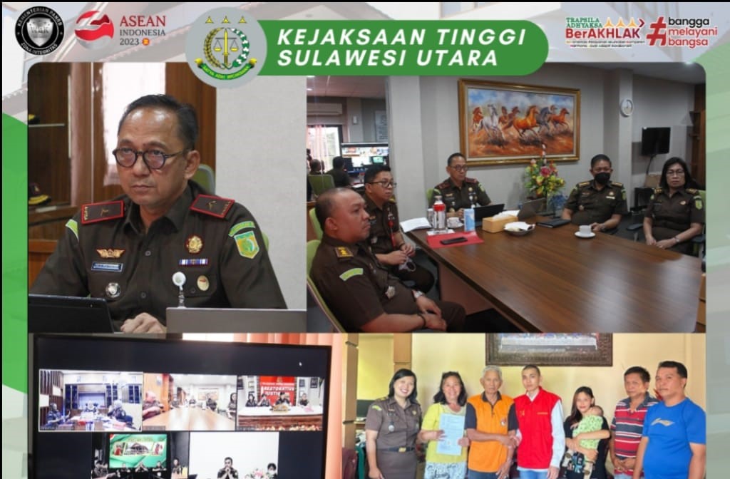 Wakil Kepala Kejaksaan Tinggi Sulut, Sila Pulungan Wakil Kepala Kejaksaan Tinggi Sulut di dampingi Asisten Tindak Pidana Umum Jeffry Paultje Maukar, SH.,MH, beserta Para Kasi Bidang Tindak Pidana Umum melaksanakan ekspose perkara Restorative Justice (RJ)