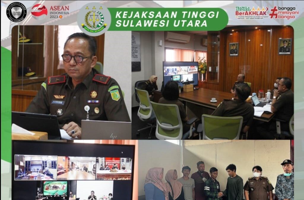 Wakil Kepala Kejaksaan Tinggi Sulut, Sila Pulungan Wakil Kepala Kejaksaan Tinggi Sulut di dampingi Asisten Tindak Pidana Umum Jeffry Paultje Maukar, SH.,MH, beserta Para Kasi Bidang Tindak Pidana Umum melaksanakan ekspose perkara Restorative Justice (RJ)