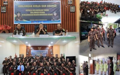 Dr. Andi Muhammad Taufik, SH.MH. CGCAE didampingi Wakil Kepala Kejaksaan Tinggi Sulut Sila Pulungan melaksanakan Kunjungan Kerja di Kejaksaan Negeri Minahasa Utara