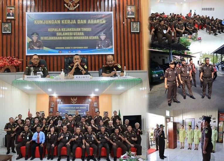 Dr. Andi Muhammad Taufik, SH.MH. CGCAE didampingi Wakil Kepala Kejaksaan Tinggi Sulut Sila Pulungan melaksanakan Kunjungan Kerja di Kejaksaan Negeri Minahasa Utara