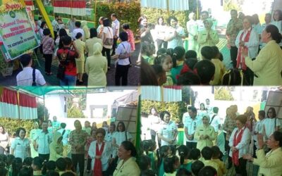 Ketua Tim Penggerak PKK Provinsi Sulut Ny. Ir. Rita Maya Dondokambey-Tamuntuan didampingi Ketua Ikatan Adhyaksa Dharmakarini (IAD) Wilayah Sulut Ny. Maemunah Andi Muhammad Taufik melaksanakan kunjungan di TK Adhyaksa VIII Manado