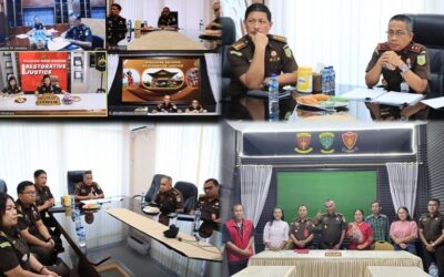 Dr. Andi Muhammad Taufik, SH., MH., CGCAE Kepala Kejaksaan Tinggi Sulut di dampingi Asisten Tindak Pidana Umum Jeffry Paultje Maukar, SH.,MH beserta Koordinator dan Para Kasi Bidang Tindak Pidana Umum melaksanakan ekspose perkara Restorative Justice