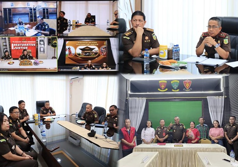 Dr. Andi Muhammad Taufik, SH., MH., CGCAE Kepala Kejaksaan Tinggi Sulut di dampingi Asisten Tindak Pidana Umum Jeffry Paultje Maukar, SH.,MH beserta Koordinator dan Para Kasi Bidang Tindak Pidana Umum melaksanakan ekspose perkara Restorative Justice