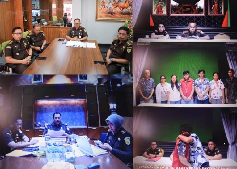 Sila Pulungan selaku Wakil Kepala Kejaksaan Tinggi Sulut di dampingi Asisten Tindak Pidana Umum Jeffry Paultje Maukar, SH.,MH beserta Para Kasi Bidang Tindak Pidana Umum melaksanakan ekspose perkara Restorative Justice