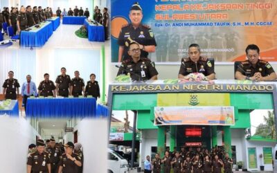 Dr. Andi Muhammad Taufik, SH.MH. CGCAE didampingi Wakil Kepala Kejaksaan Tinggi Sulut Sila Pulungan melaksanakan Kunjungan Kerja di Kejaksaan Negeri Manado