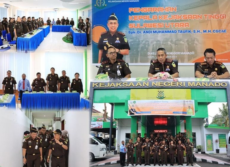 Dr. Andi Muhammad Taufik, SH.MH. CGCAE didampingi Wakil Kepala Kejaksaan Tinggi Sulut Sila Pulungan melaksanakan Kunjungan Kerja di Kejaksaan Negeri Manado