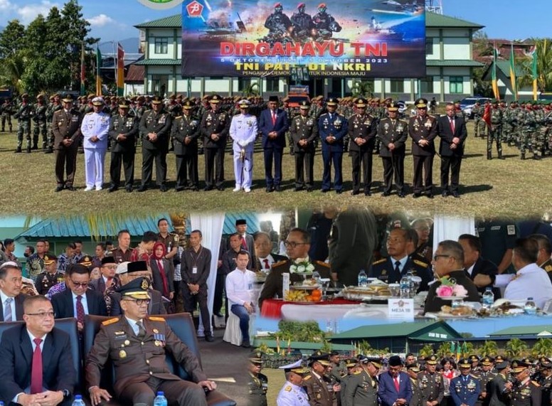 Wakil Kepala Kejaksaan Tinggi Sulawesi Utara Sila Pulungan Menghadiri Upacara Peringatan dan Syukuran dalam rangka memperingati HUT Ke – 78 TNI