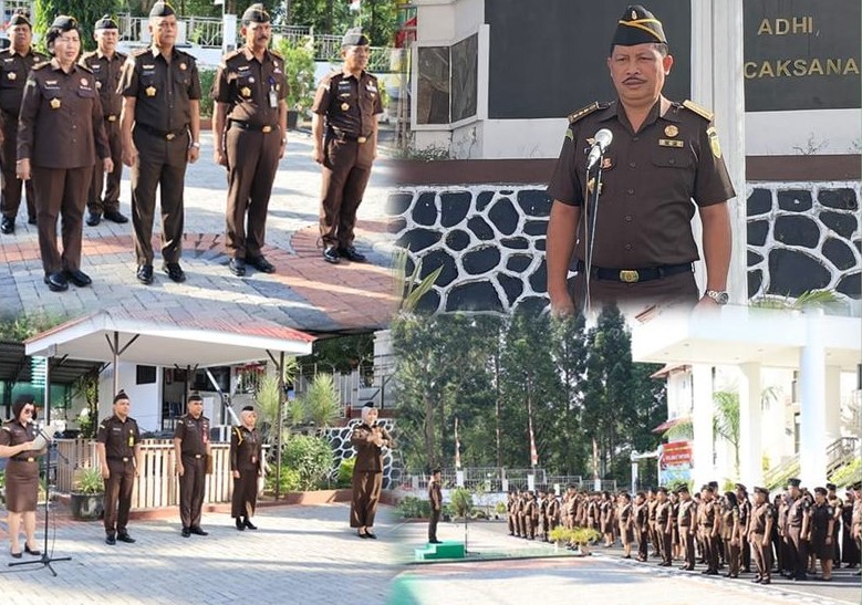 Asisten Tindak Pidana Umum Jeffry P. Maukar, SH., MH., bertindak selaku penerima Apel Kerja Senin Pagi