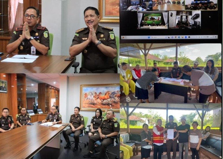 Sila Pulungan selaku Wakil Kepala Kejaksaan Tinggi Sulut di dampingi Asisten Tindak Pidana Umum Jeffry Paultje Maukar, SH.,MH beserta Para Kasi Bidang Tindak Pidana Umum melaksanakan ekspose perkara Restorative Justice (RJ)