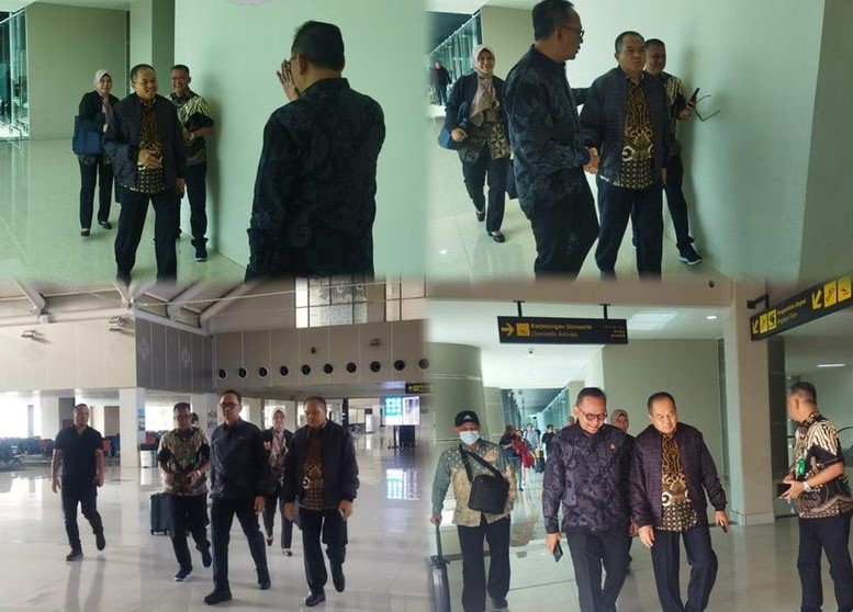 Wakil Kepala Kejaksaan Tinggi Sulut Sila Pulungan menjemput kedatangan Kepala Biro Perlengkapan Kejaksaan Agung RI Bambang Hariyanto, SH.,M.Hum dan Tim