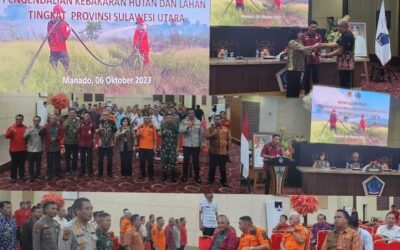 Kepala Kejaksaan Tinggi Sulut Dr. Andi Muhammad Taufik, SH.MH.CGCAE yang diwakili oleh Koordinator Sinrang SH., MH., menghadiri Rapat Koordinasi Pengendalian Kebakaran Hutan dan Lahan