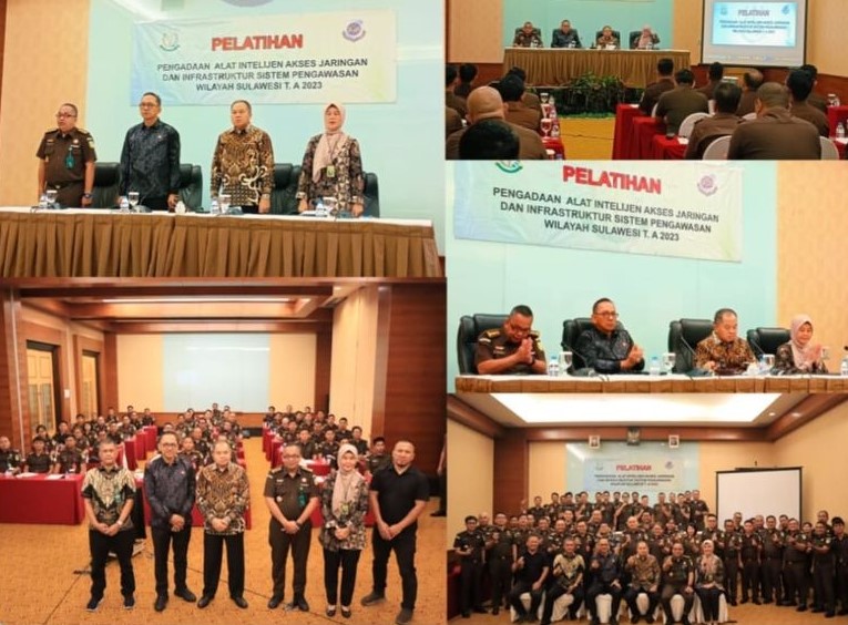Kepala Biro Perlengkapan Kejaksaan Agung RI Bambang Hariyanto, SH.,M.Hum didampingi Wakil Kepala Kejaksaan Tinggi Sulut Sila Pulungan membuka secara resmi kegiatan Pelatihan Pengadaan Alat Intelijen Akses Jaringan dan Infrastruktur Sistem Pengawasan Wilayah Sulawesi T.A 2023