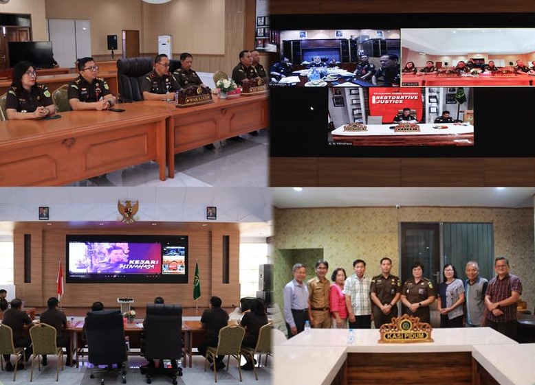 Wakil Kepala Kejaksaan Tinggi Sulut Sila Pulungan di dampingi Asisten Tindak Pidana Umum Jeffry Paultje Maukar, SH.,MH, beserta Para Kasi Bidang Tindak Pidana Umum melaksanakan ekspose perkara Restorative Justice (RJ)